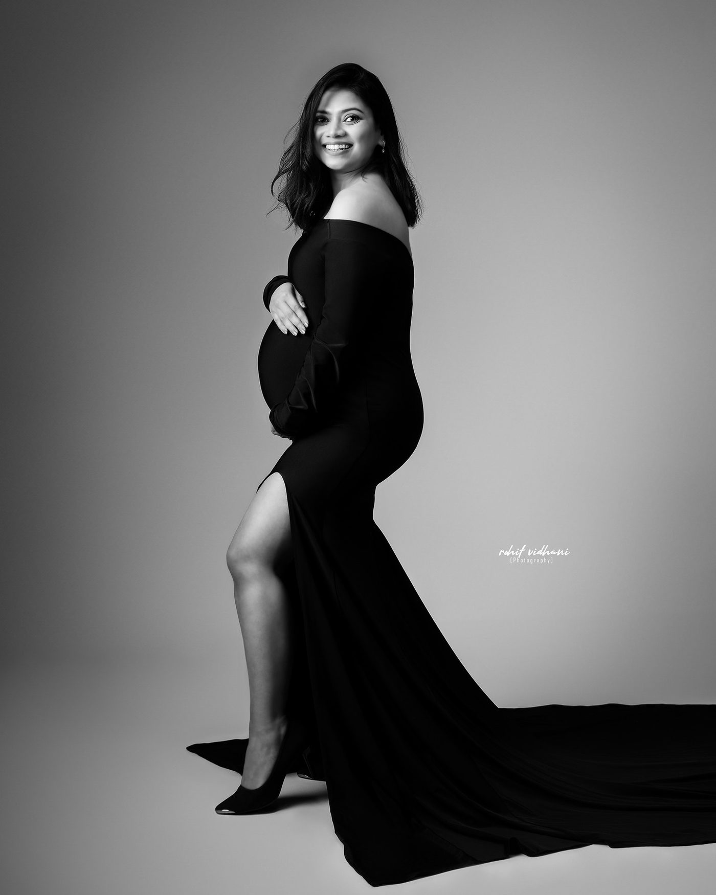 Maternity black and white editorial portrait