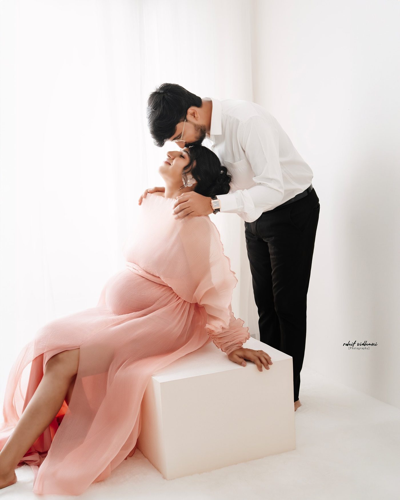 Maternity solo portrait, gown