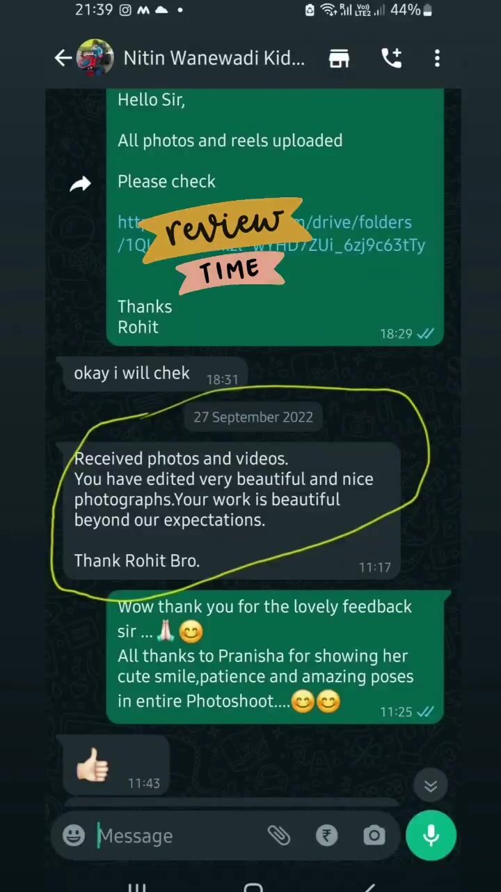 WhatsApp review from a kids session client