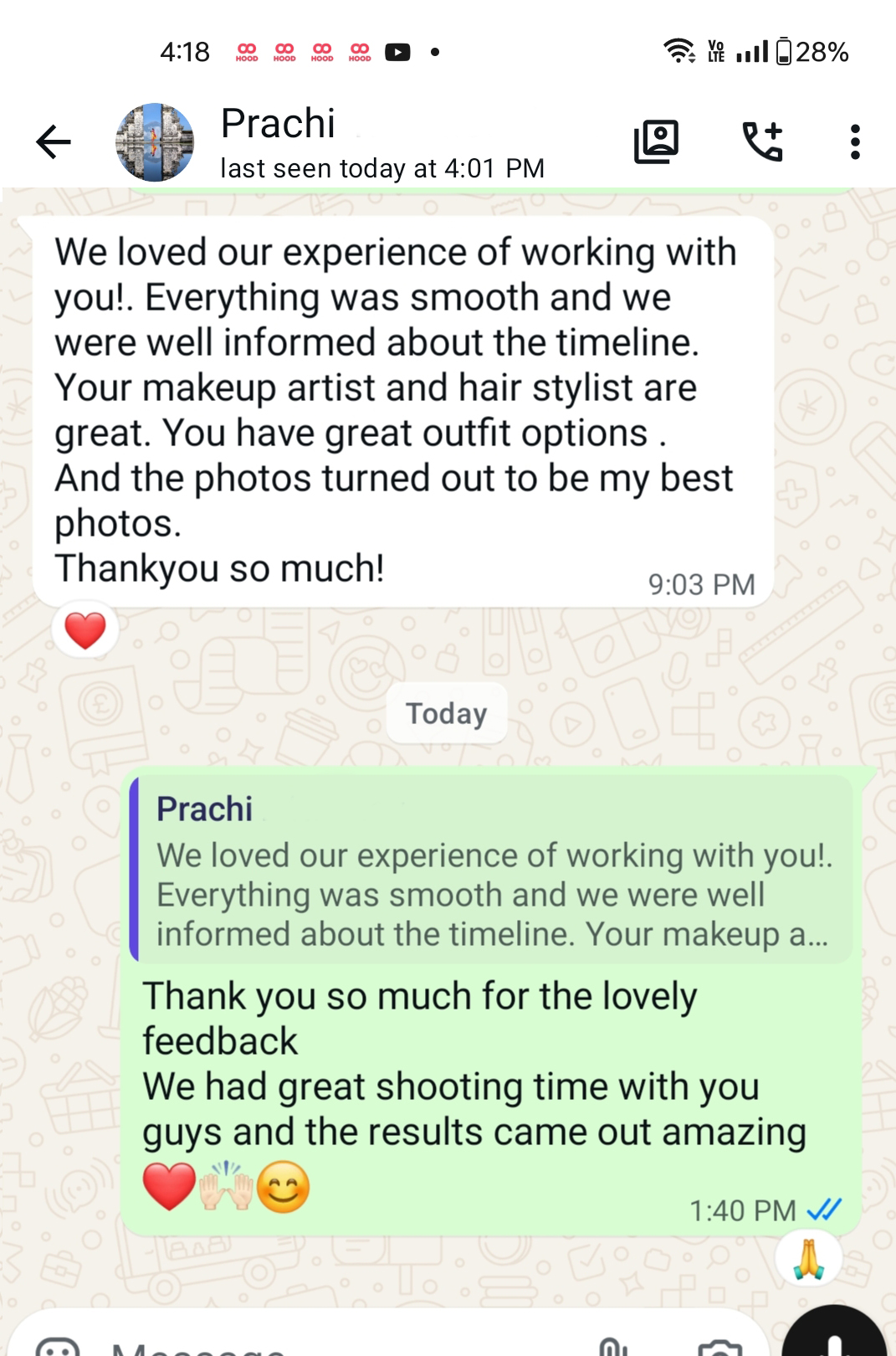 WhatsApp review from Prachi